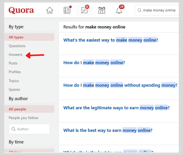 filtering quora answers