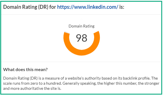 Linkedin domain rating metrices on ahrefs