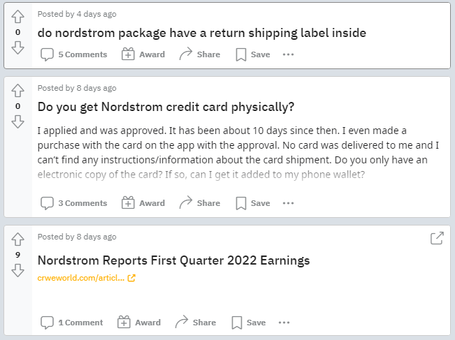 Nordstorm subreddits