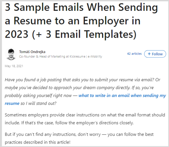 Tomáš Ondrejka: Sample Emails When Sending a Resume to an Employer in 2023 post on Linkedin