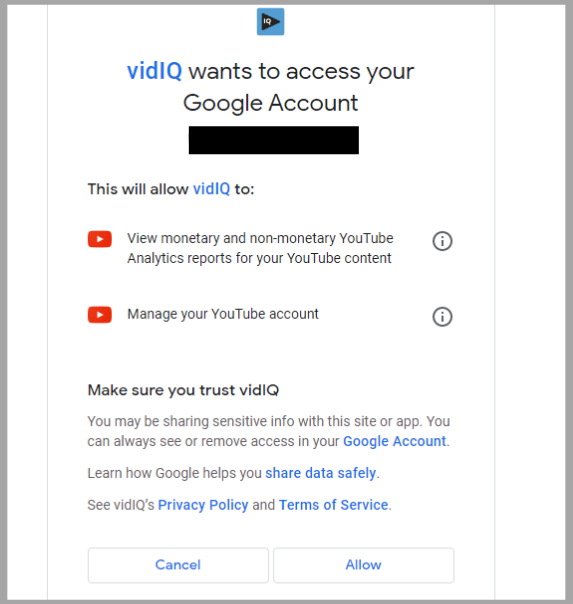 VidiQ account access