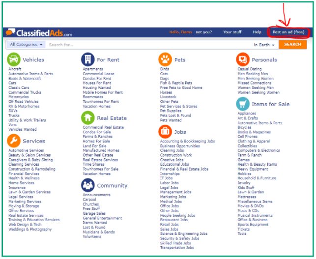 post ads on classified ads