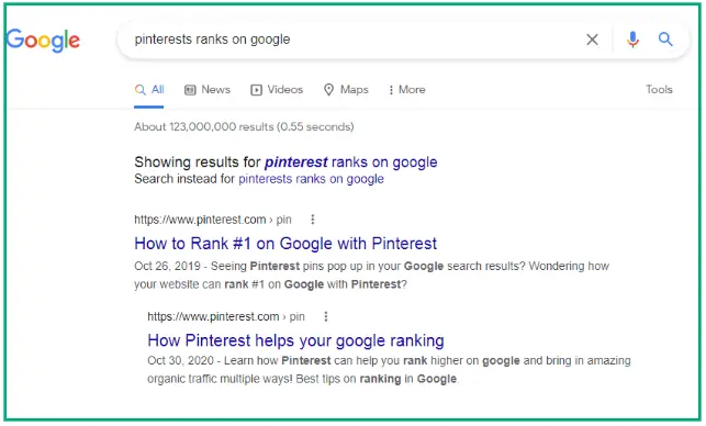 pinterest keywords on google
