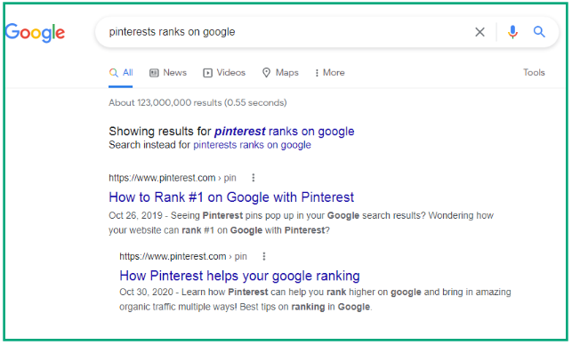 pinterest keywords on google