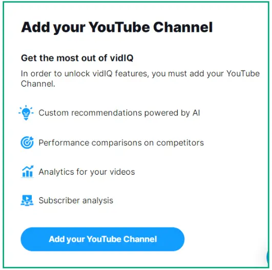 connect youtube channel on VidiQ