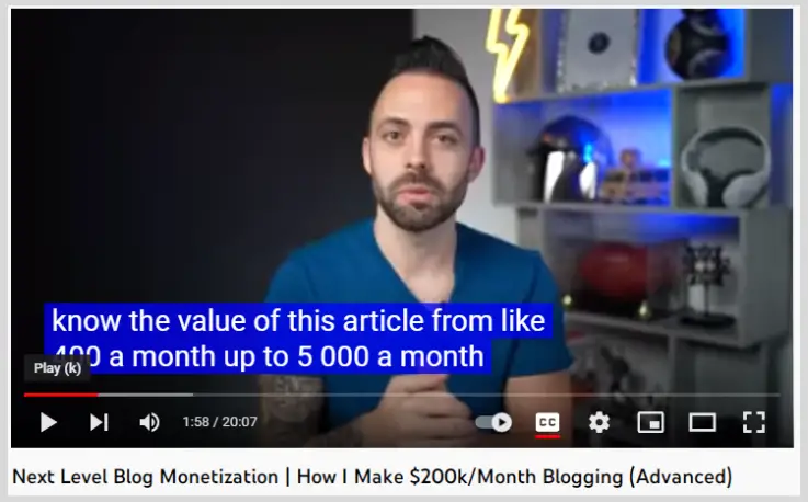 adam enfroy video on how he made $5000 on a single article