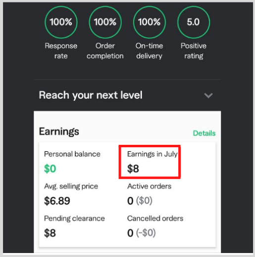 Fiverr earnings