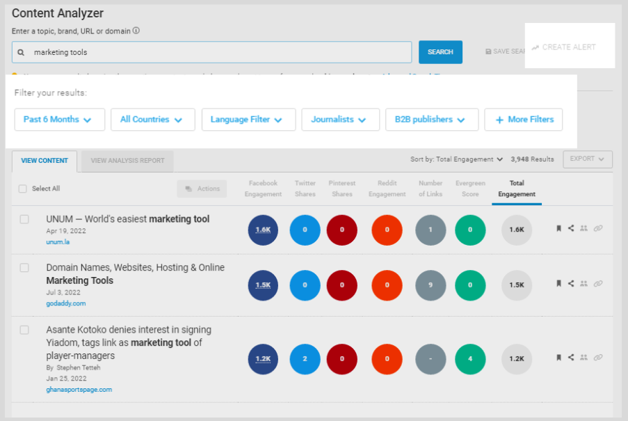 buzzsumo cool features