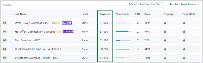 picoworkers job above $1