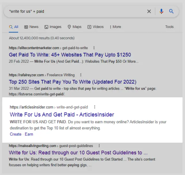 write and get paid google search results
