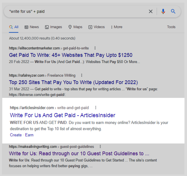 write and get paid google search results