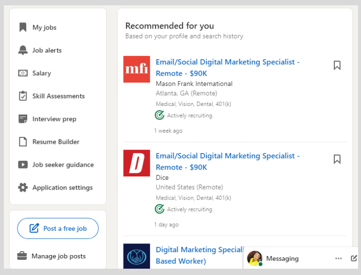 locate linkedin job alerts