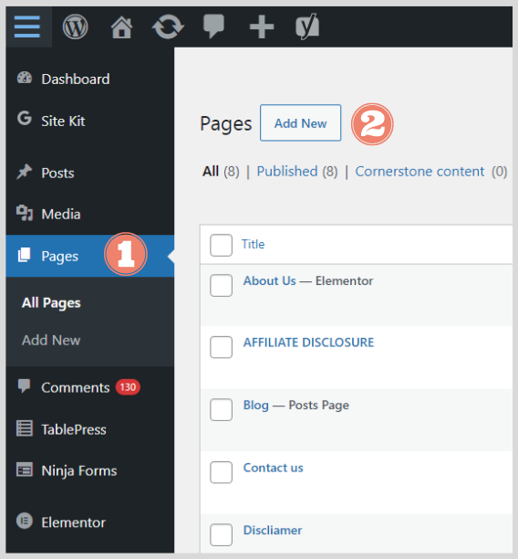 how to add pages on wordpress