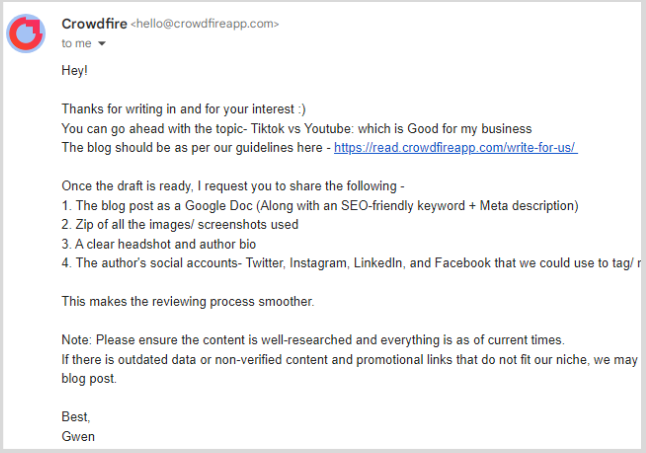 crowdfire sent email to nickdams