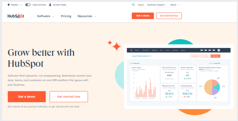 Hubspot homepage