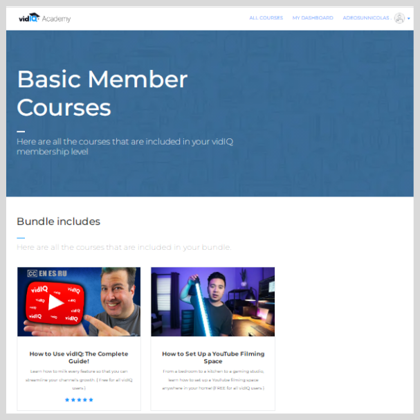 vidiq course for free plan