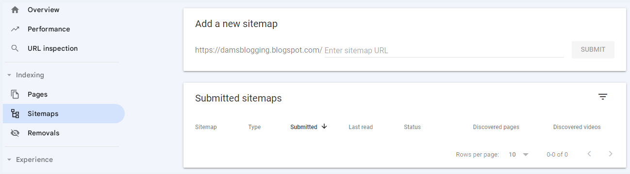 add sitemap in GSC