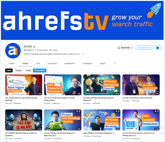 ahrefs youtube channel