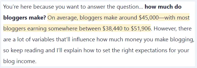 Average bloggers salary