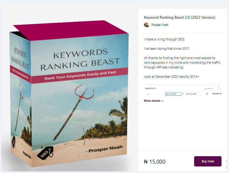 Prosper noah keyword ranking beast course