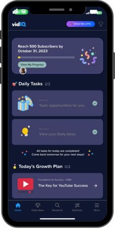 VidiQ mobile dashboard