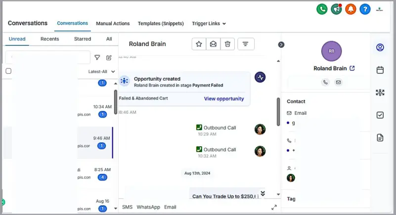 GHL contacts recording